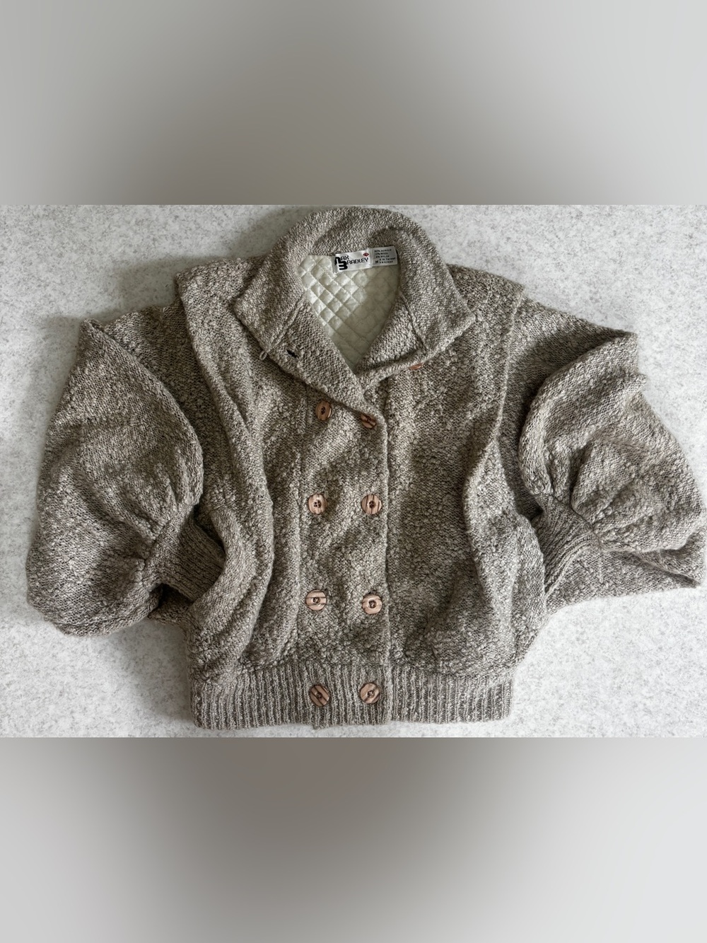 Women's Taupe Bouclé Double-Breasted Jacket
